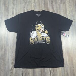 Disney X Junk Food Mickey Mouse New Orleans Saints NFL Black T-Shirt Men's XXL